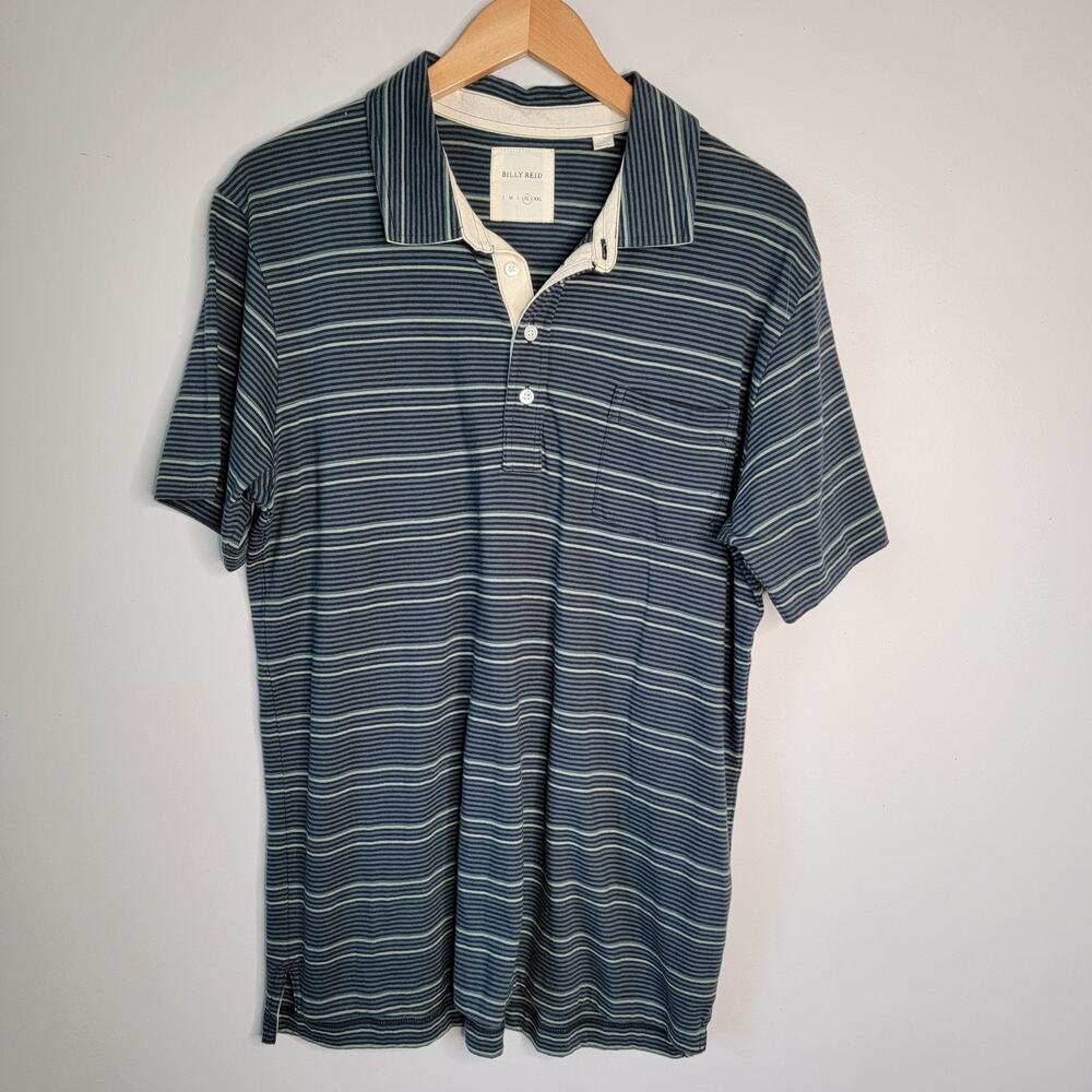 Billy Reid Polo 100% Cotton Stripes Mens XL Golf Preppy Business Casual Coastal